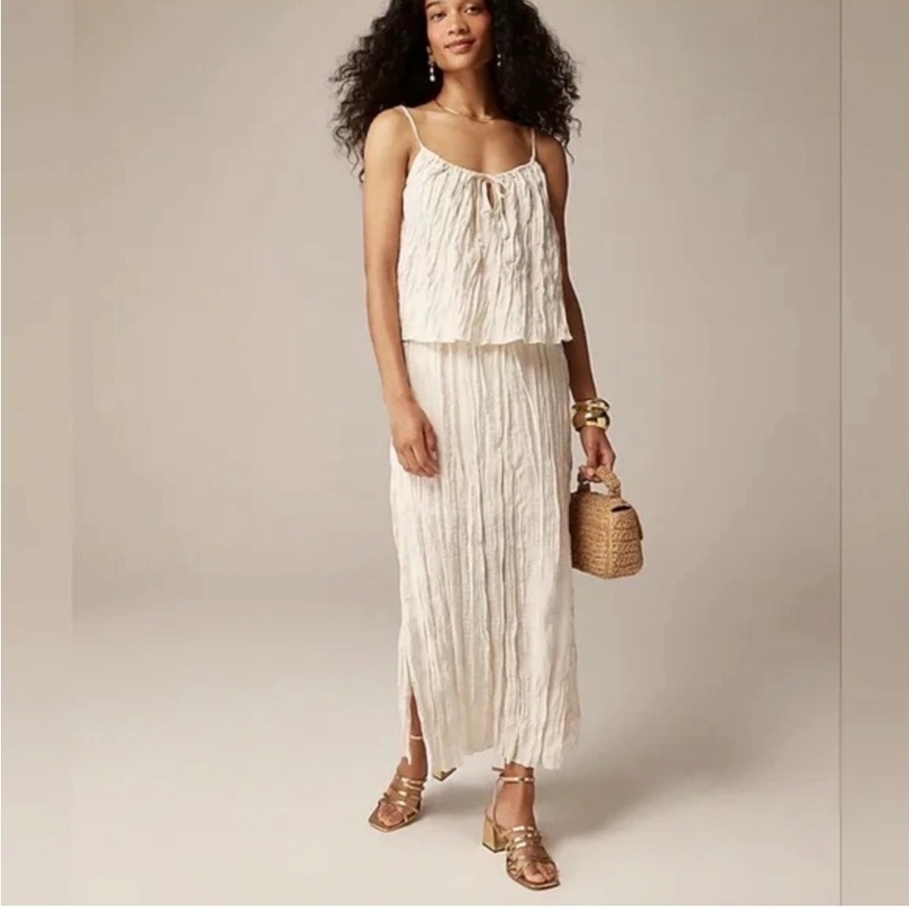 J. Crew Cream Crinkle Skirt Set
